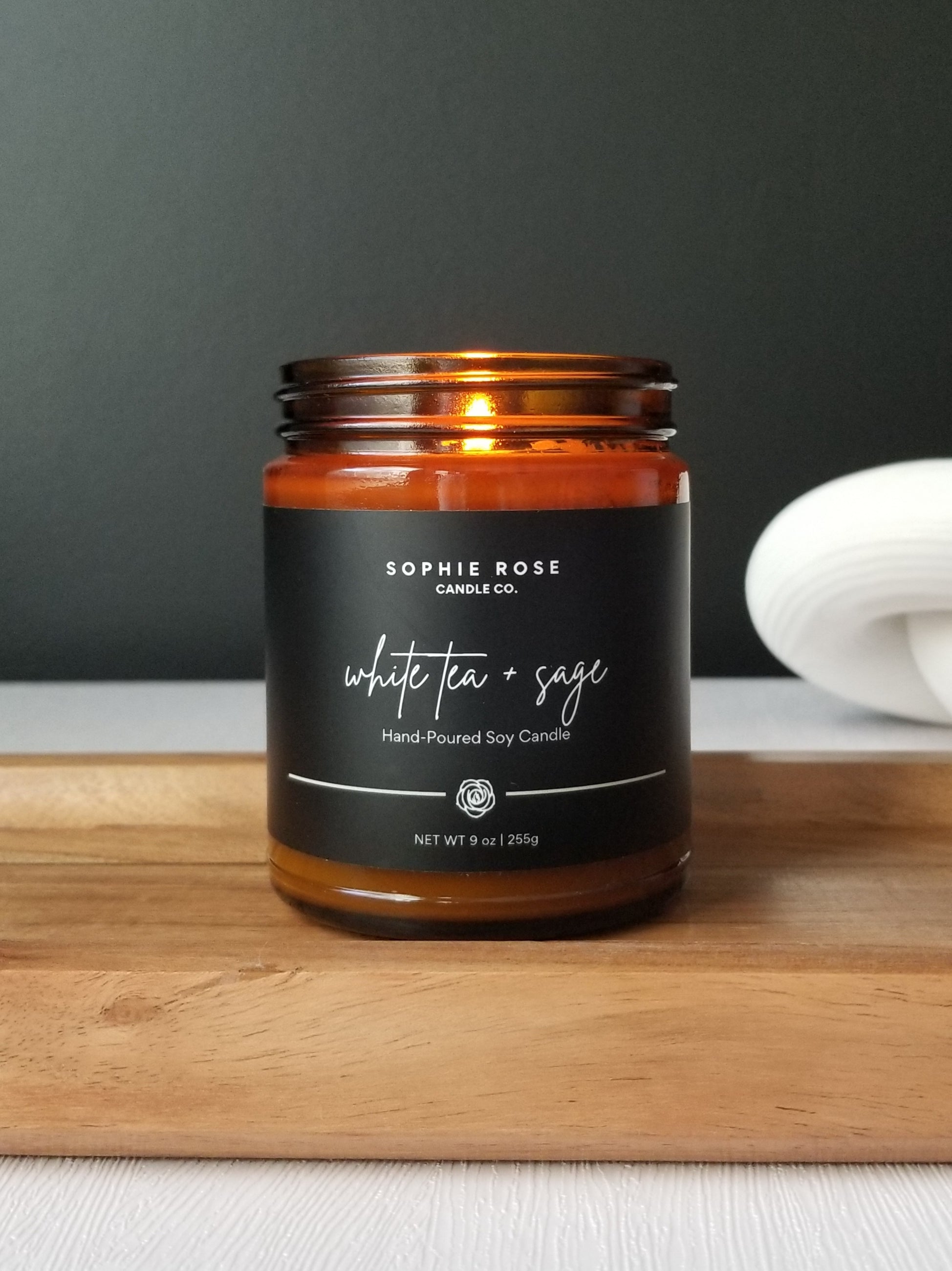 White Tea Sage Soy Candle by Sophie Rose Candle Co.